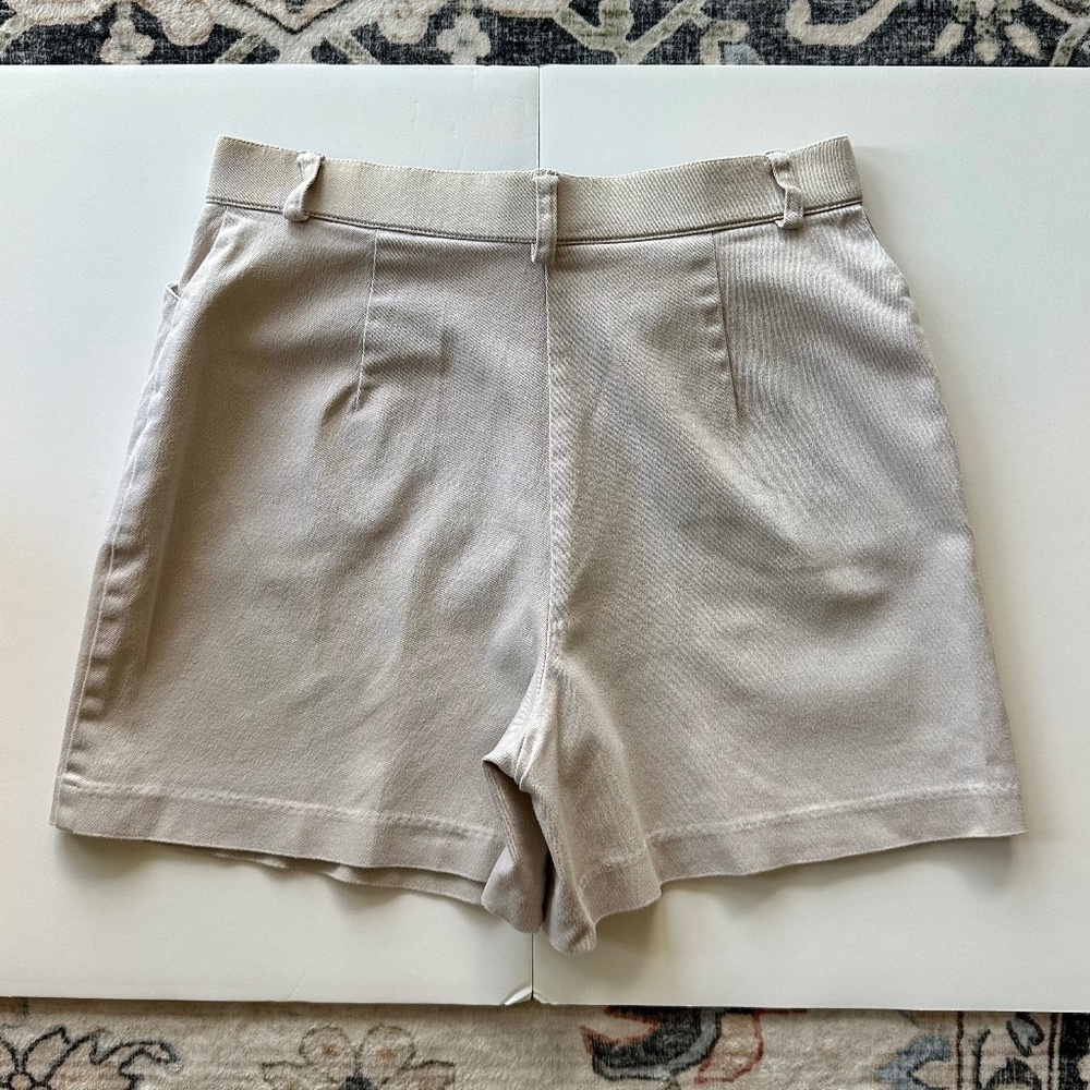 Vintage Tribella Petite Khaki Cotton Shorts - Picture 4 of 8